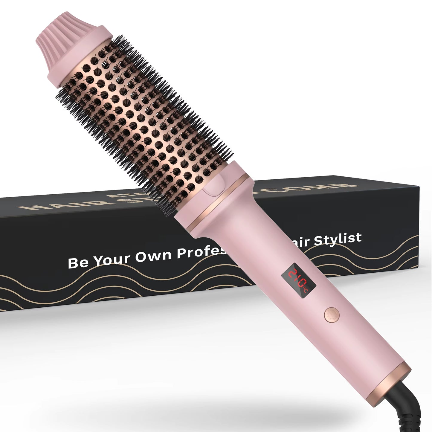 1.5-Inch Ceramic Thermal Hair Curling Brush - Electric Heated Round Brush and Hair Curler Comb